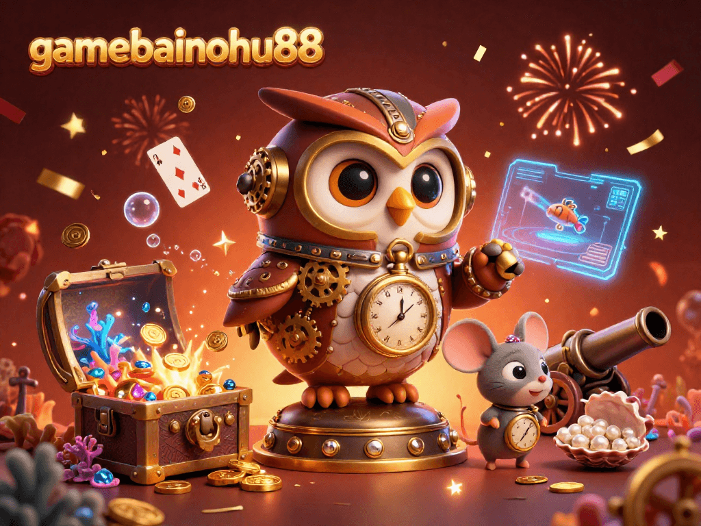 Experience gamebainohu88 where the time-traveling owl leads exciting casino adventures amidst treasure-filled depths.
