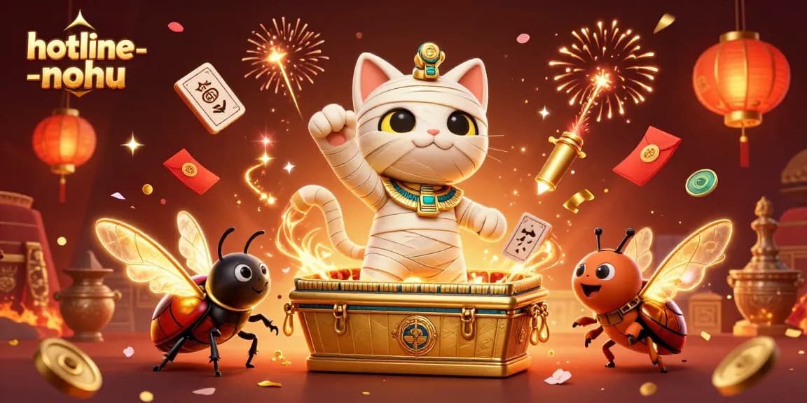 Experience thrilling action in hotline-nohu as the Egyptian mummy cat bursts into a vibrant casino scene.