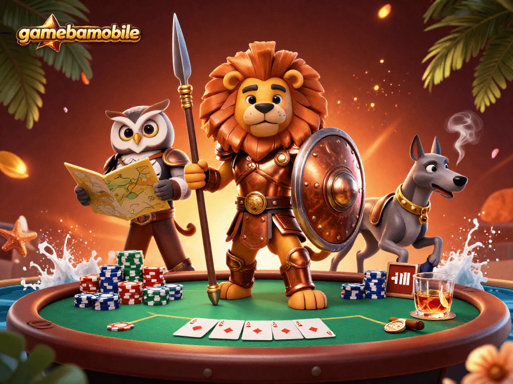 Watch the gamebaimobile Spartan lion lead the poker battle with dynamic casino elements.