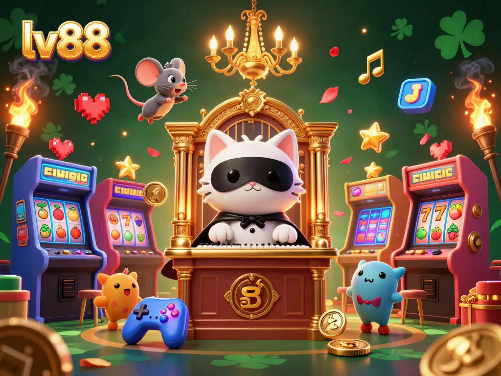 Experience thrilling action with lv88 in a vibrant casino scene filled with colorful games and characters.