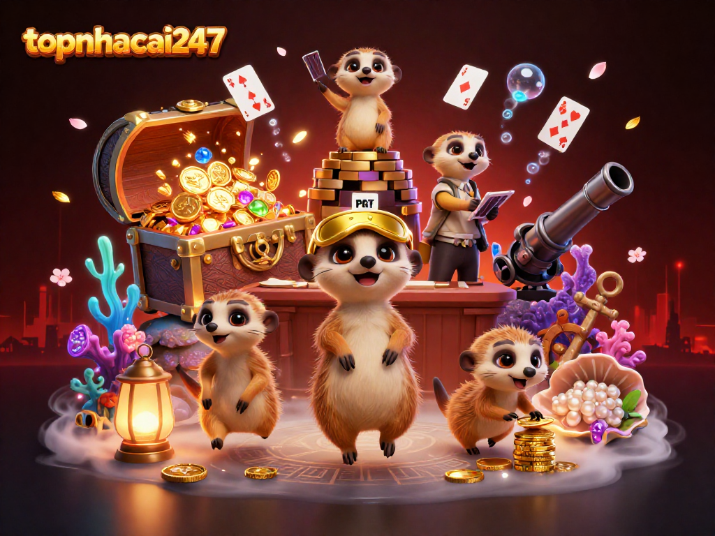 topnhacai247 brings thrilling casino vibes with meerkats gaming in an underwater treasure scene