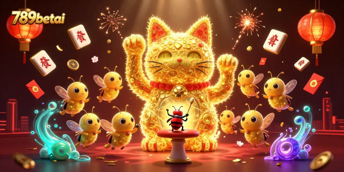 Experience thrilling wins at 789betai with a charming lucky cat and shining casino symbols.
