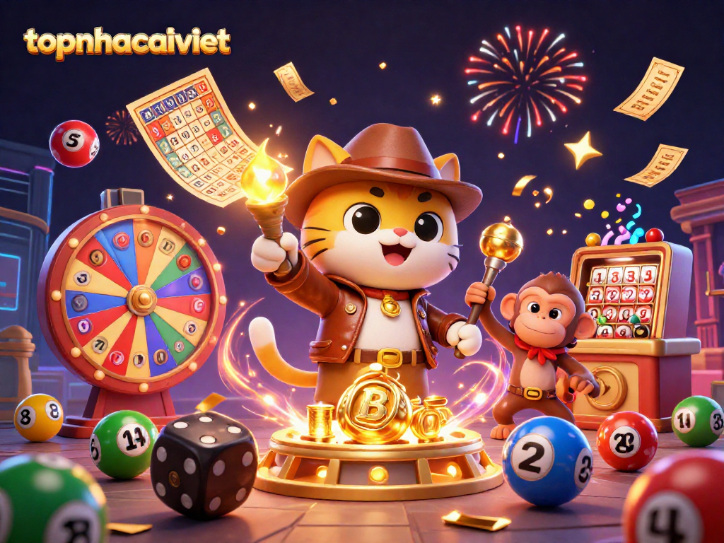 Experience exciting gameplay with topnhacaiviet as a cartoon explorer unearths casino treasures.