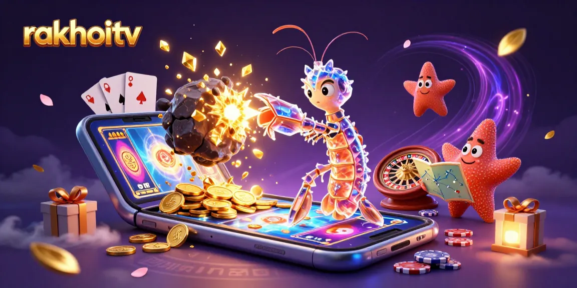 Experience the excitement of rakhoitv with a vibrant 3D casino scene featuring epic characters and gaming elements.