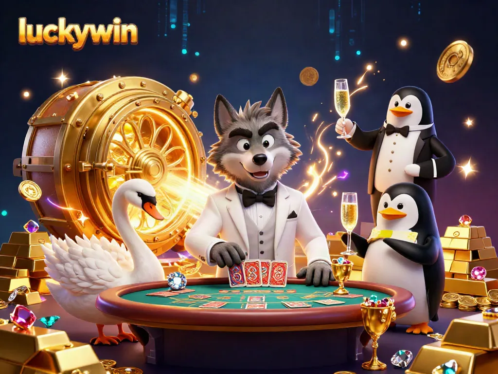 Experience winning moments at luckywin with a debonair wolf, elegant swan, and sophisticated penguin.