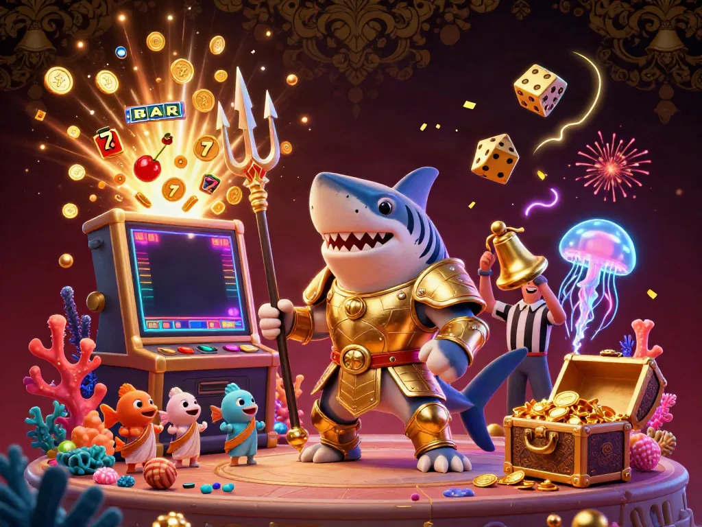 Experience thrilling gaming action at 99win si with a dynamic underwater scene featuring a tiger shark, colorful casino elements, and exhilarating jackpots.