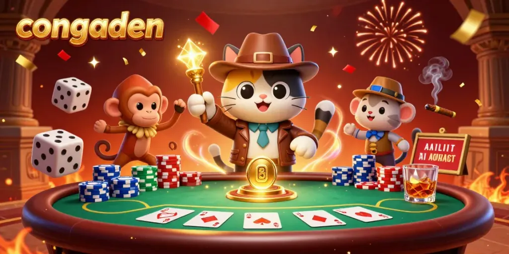 Experience thrilling moments at congaden with a cat archaeologist uncovering a golden artifact in a casino.