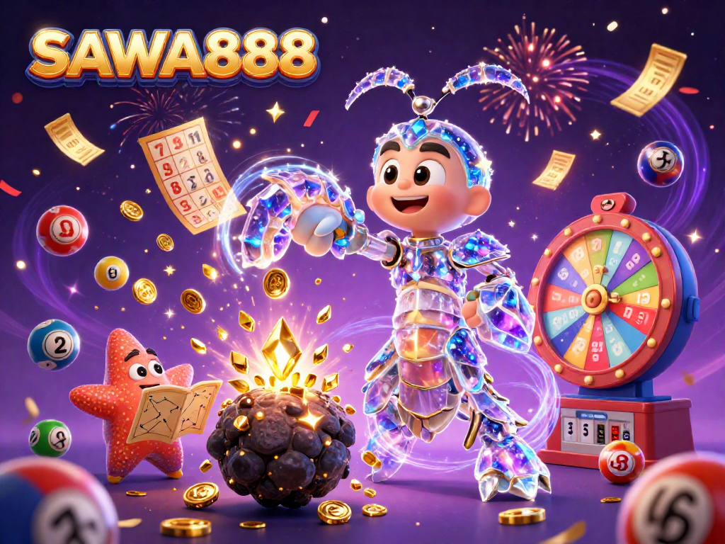 Engaging scene with SAWA888 featuring a galactic samurai mantis shrimp in a dynamic gambling illustration.