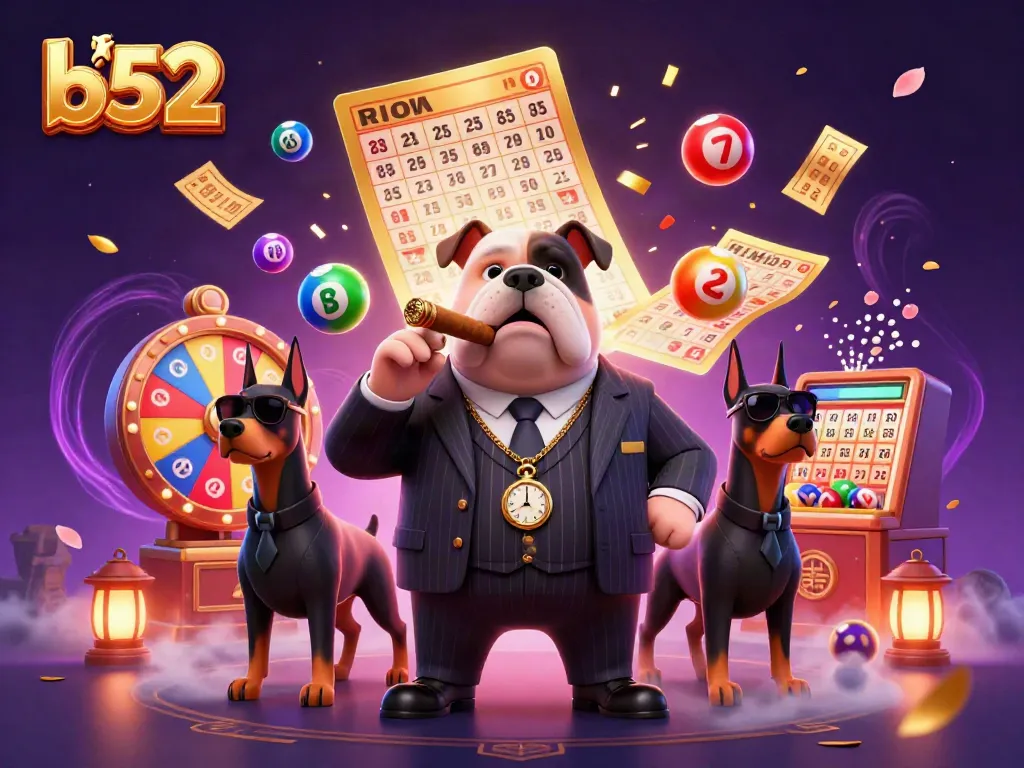 Play B52 with dynamic casino elements in an ultra-detailed 3D scene featuring a mafia bulldog boss.