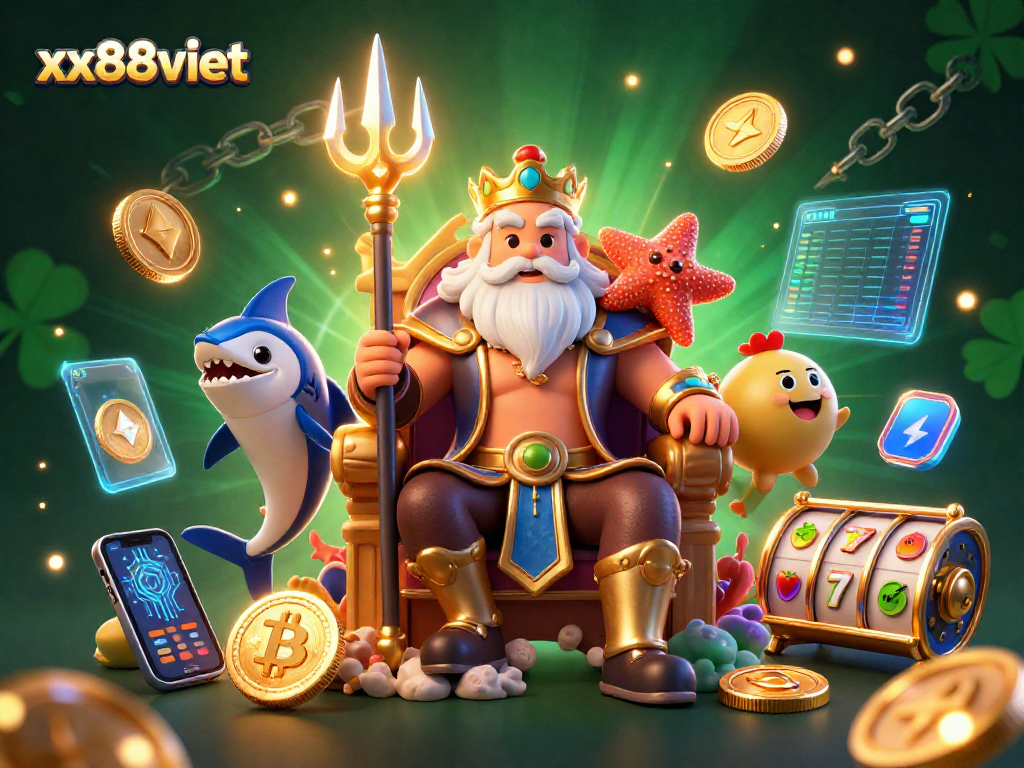 Engage with xx88viet's dynamic casino world featuring Neptune, samurai, and crypto elements.