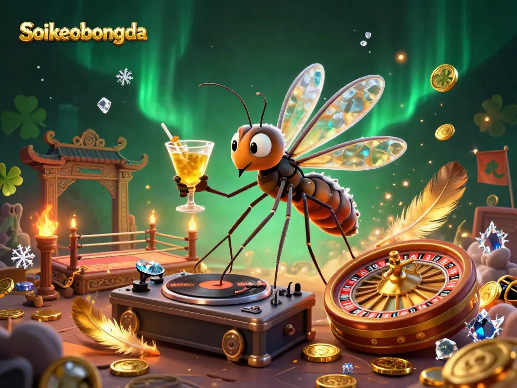 Engaging Soikeobongda casino illustration featuring unique characters and vibrant elements, emphasizing dynamic gambling themes.