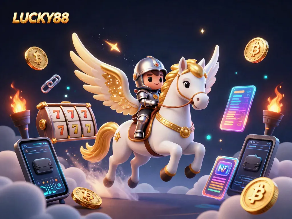 Experience thrilling gameplay with LUCKY88, featuring dynamic slot reels and a fantastical setting.