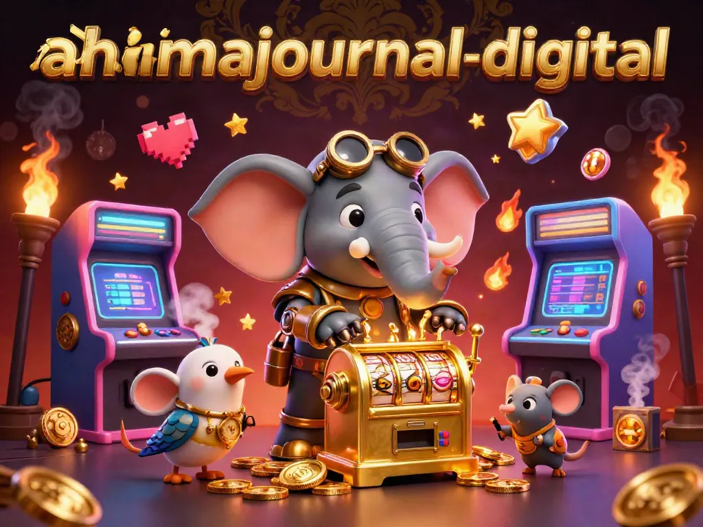 Engage with ahimajournal-digital's thrilling slot machine action featuring steampunk characters in a vibrant casino.