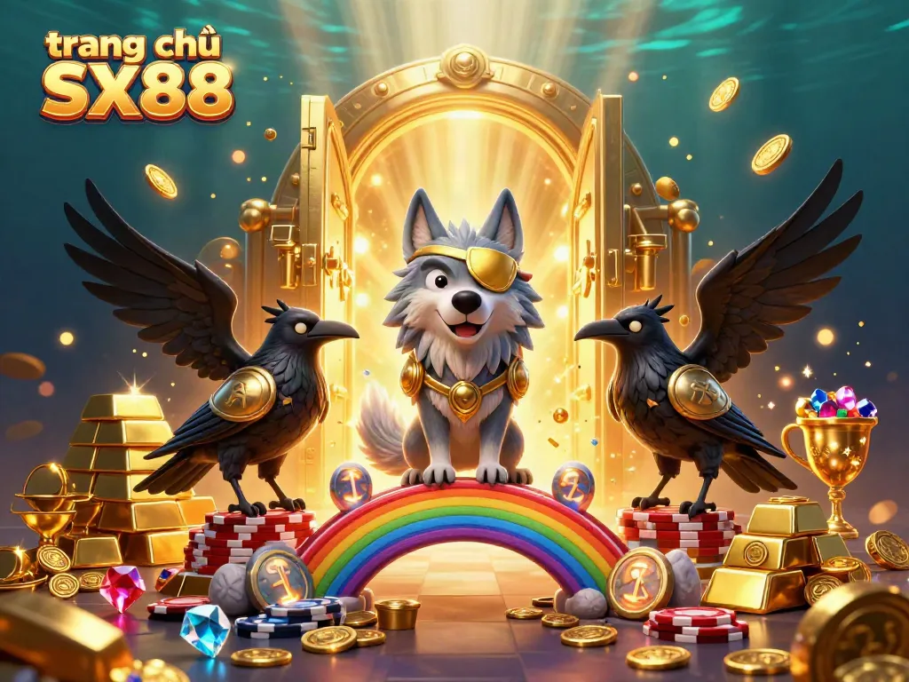 Experience the enchantment of trang chủ SX88 with a rich, vibrant Norse-themed casino scene filled with treasures.