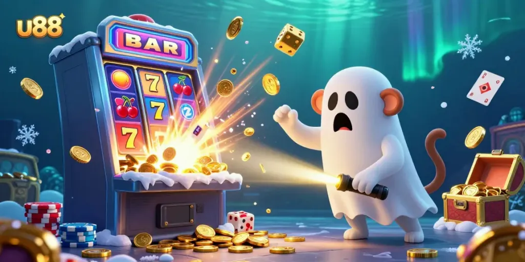 Experience thrilling jackpot wins with u88's exciting gaming environment featuring playful ghostly characters.