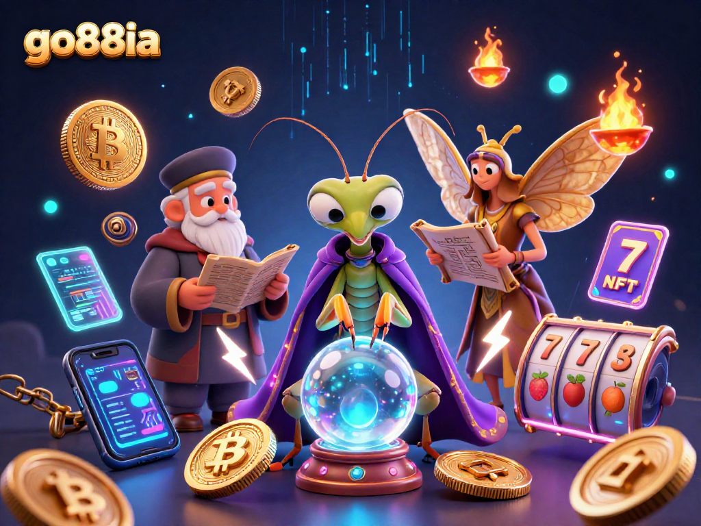 Engage with go88ia's vibrant casino scene featuring a fortune teller and mystical elements.