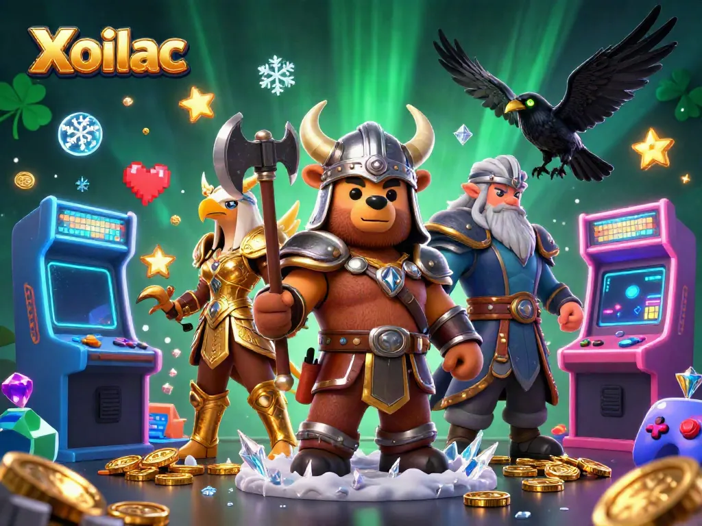 Xoilac showcases a dynamic scene with stylish characters and vibrant casino elements, perfect for thrilling betting adventures.
