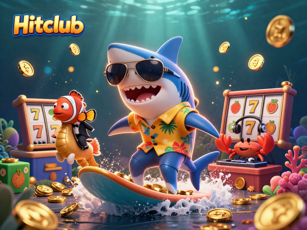 Experience the thrill of Hitclub with slots, gold coins, and animated sea creatures.