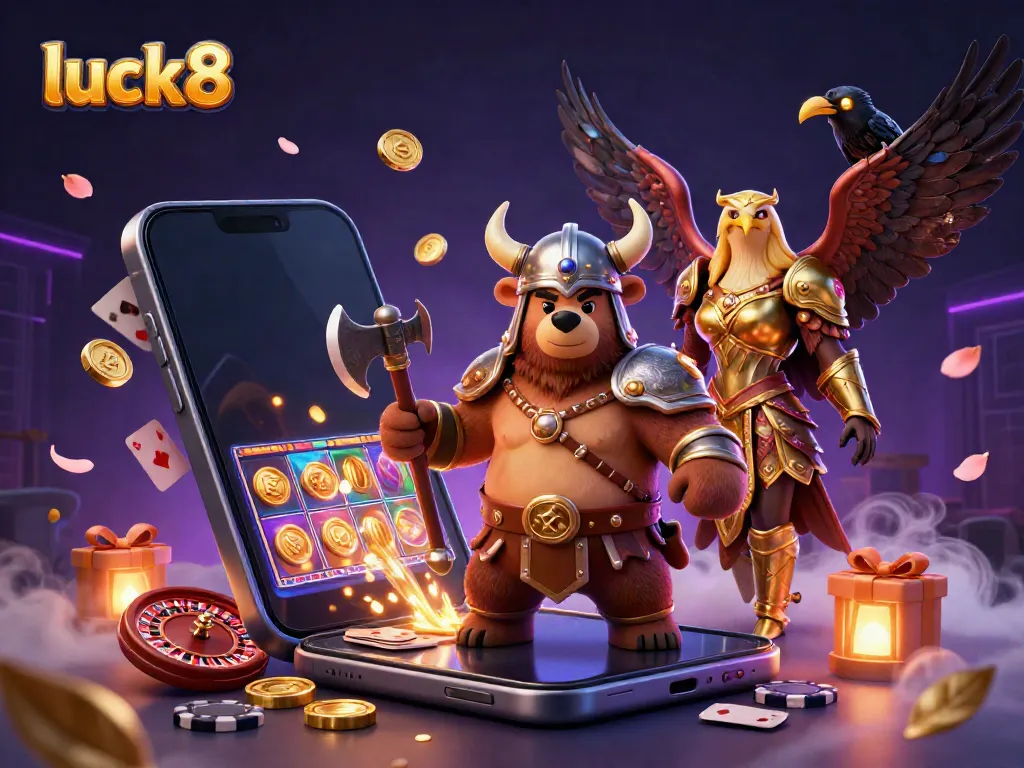 Engage with luck8's vibrant Viking fantasy casino world featuring dynamic slots and festive gaming elements.