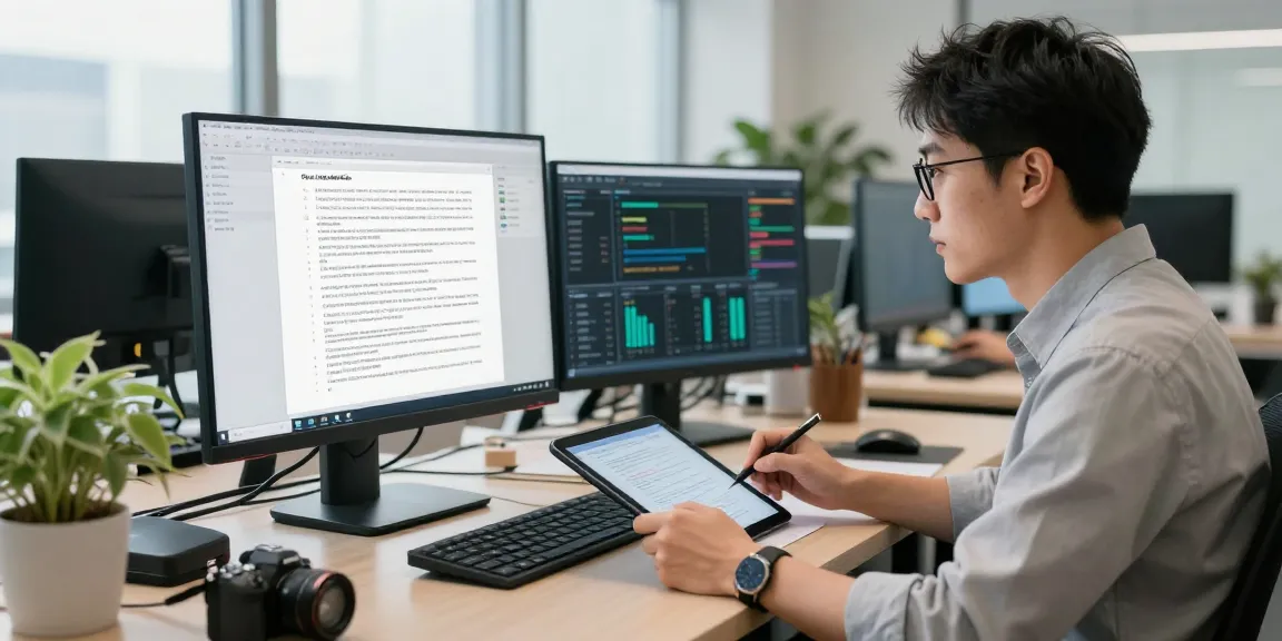 Professional document fraud detection analysis with digital verification tools and a focused analyst in a modern office.