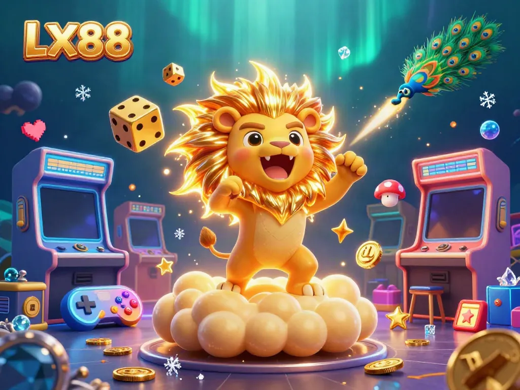 Experience the excitement of casino gaming with LX88 featuring a roaring lion and dazzling visuals.