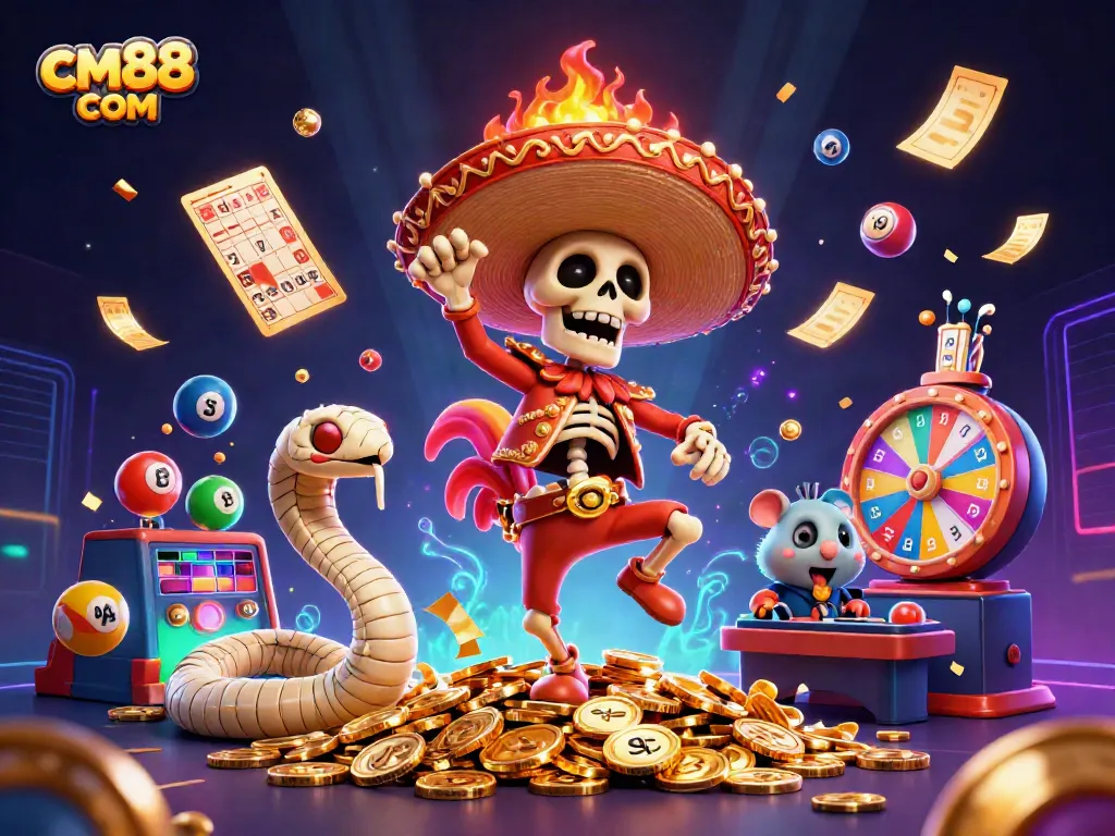 Experience thrilling gameplay at cm88 com with vibrant 3D characters celebrating wins amidst casino excitement.