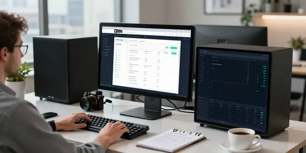 SEO expert working on the best PBN hosting UK strategies in a modern office.