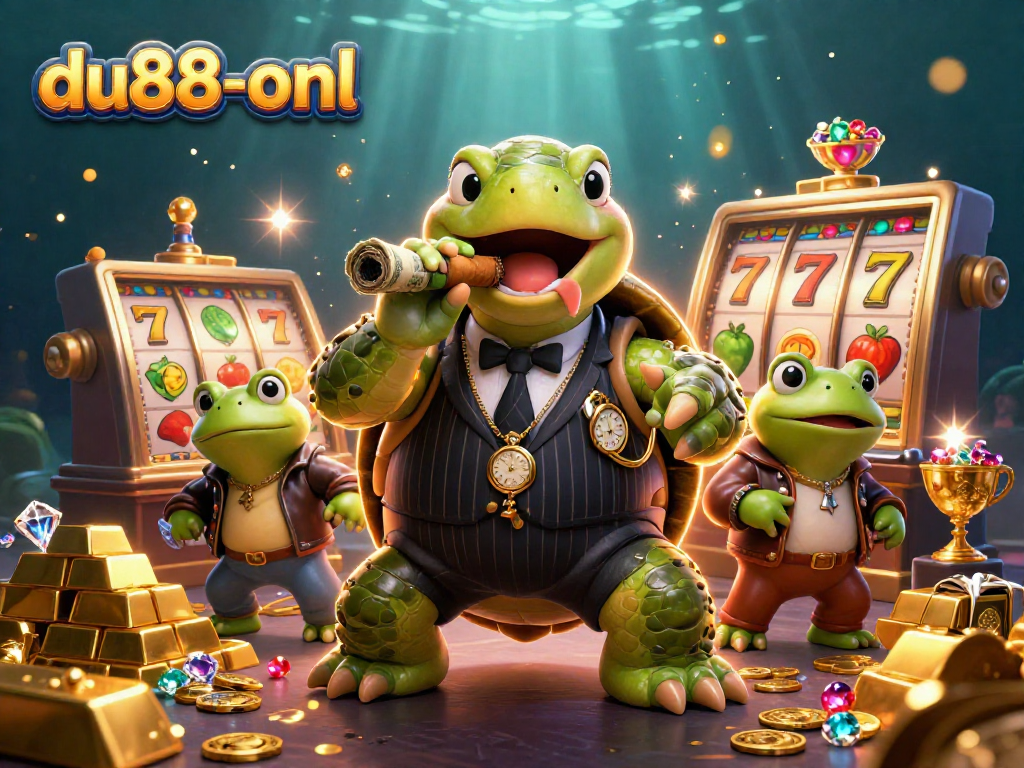 Catch the excitement at du88-onl with vibrant slot machines and cartoon characters celebrating wins!