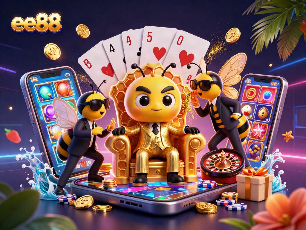 Experience exciting gameplay and bonuses at ee88 casino with dynamic 3D illustration featuring vibrant characters.