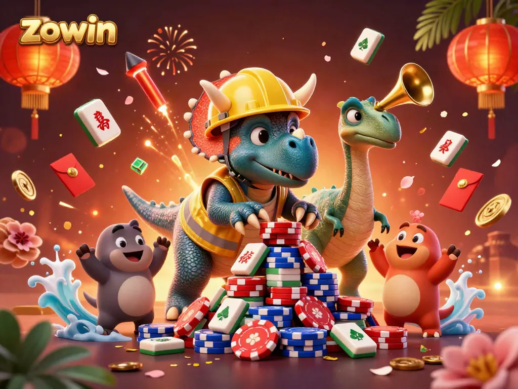 Experience the excitement of zowin with vibrant characters in a lively casino scene, celebrating wins and joy.