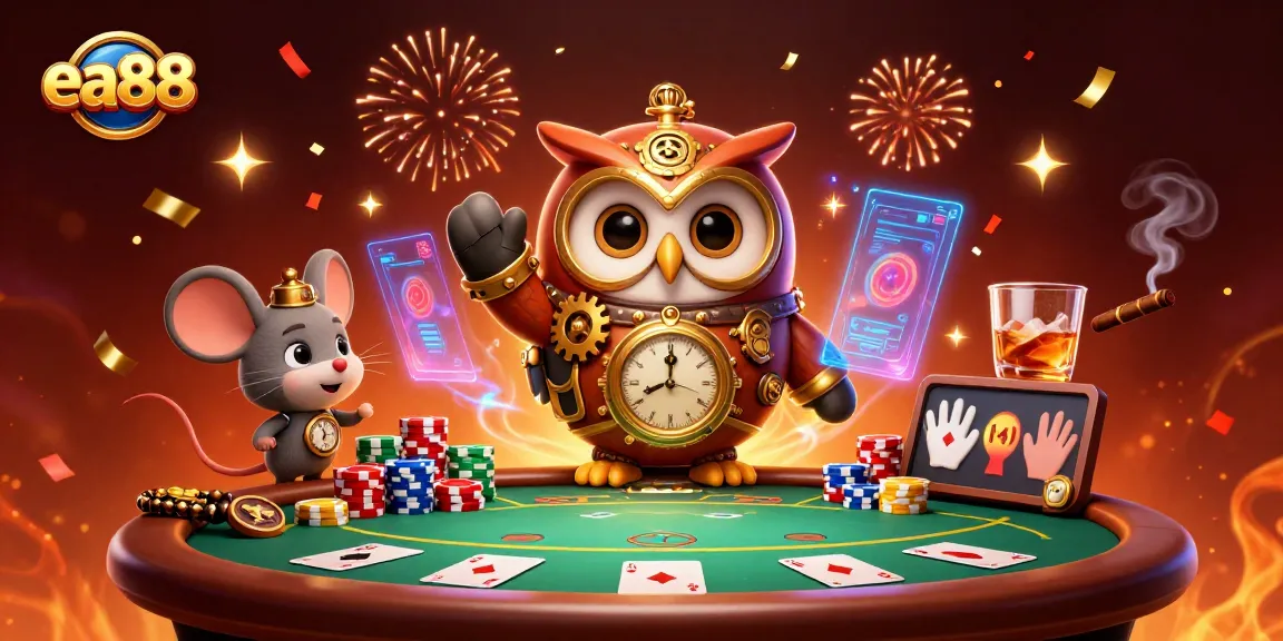 Experience the thrilling gaming action of ea88 with vibrant casino elements and charismatic characters.
