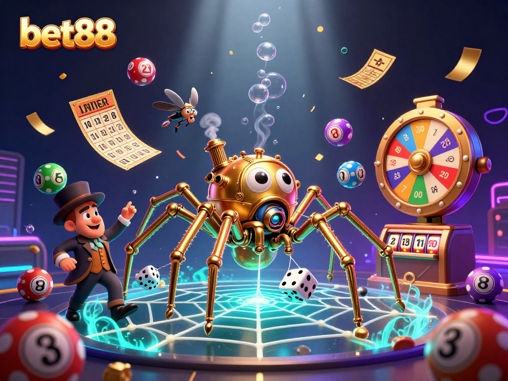 Experience thrilling games at bet88 with steampunk elements, dynamic lottery balls, and an engaging casino atmosphere.