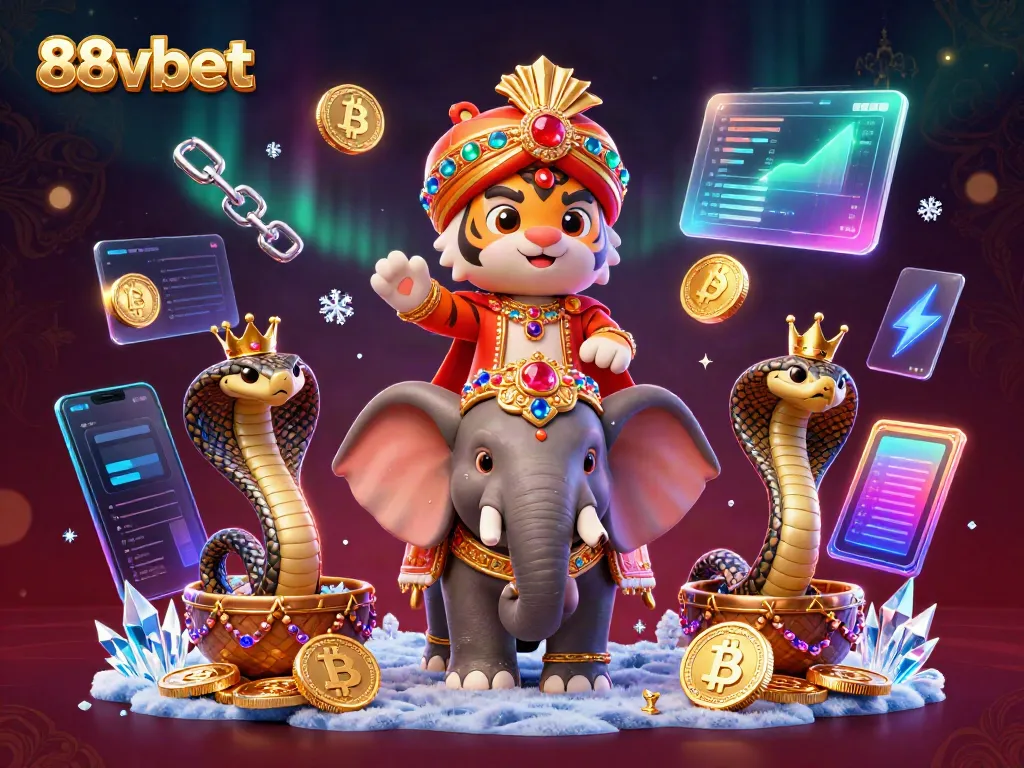 Experience immersive gaming with 88vbet featuring a jeweled elephant and crypto elements.