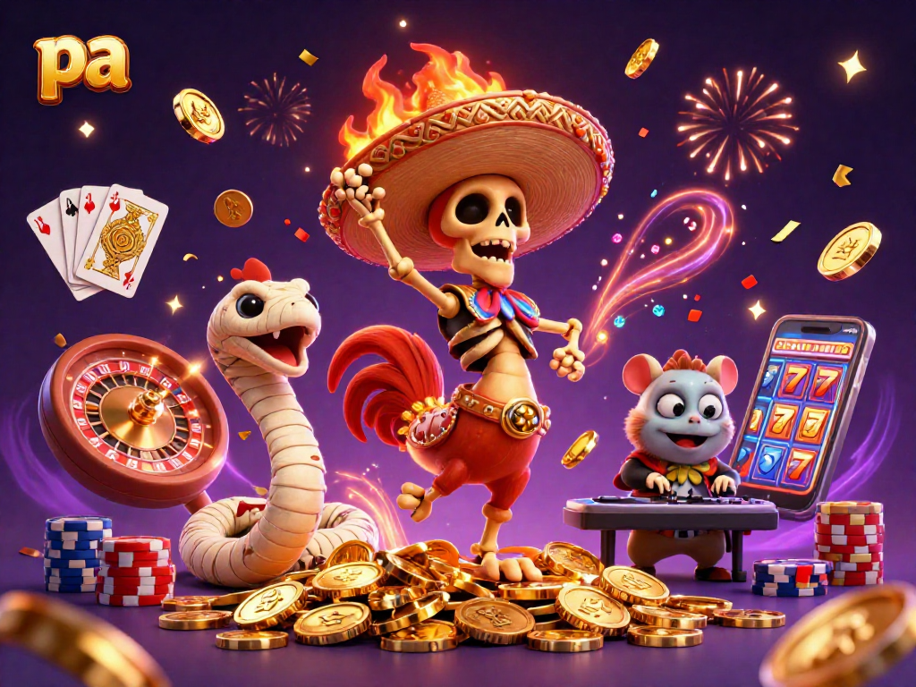 Watch the pa-themed casino celebration with a skeleton mariachi rooster, mummy snake, and zombie DJ.