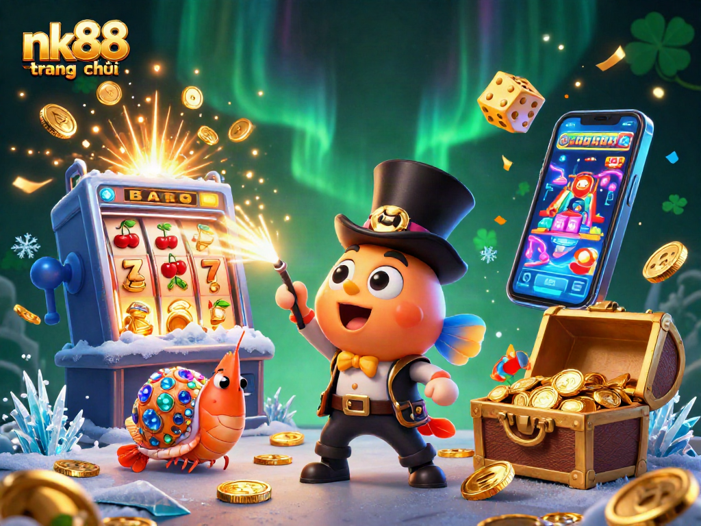 Engage with nk88 trang chủ to spin the jackpot in this vibrant casino-themed scene.