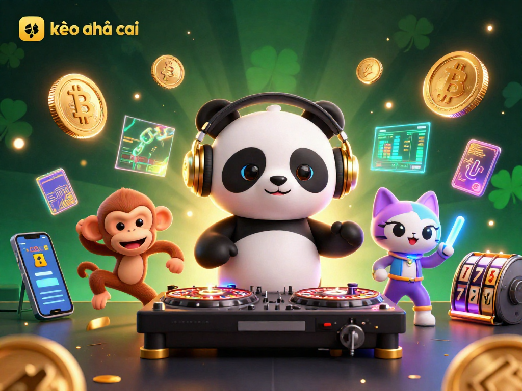 Experience kèo nhà cái with vibrant characters and dazzling gambling elements in a lively casino-style scene.