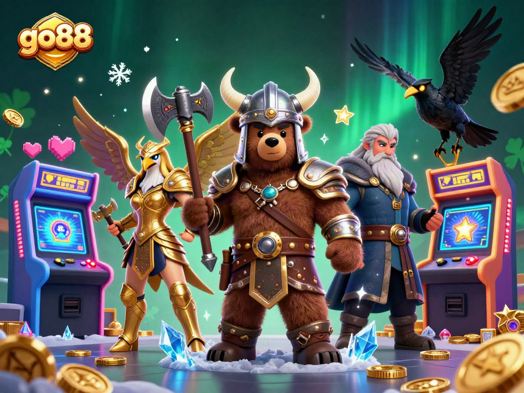 Engage with go88's thrilling 3D Viking casino adventure filled with colorful game elements.