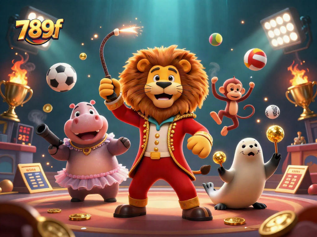 Experience thrilling gameplay with 789f's circus-themed illustration showcasing fun characters and dynamic sports elements.