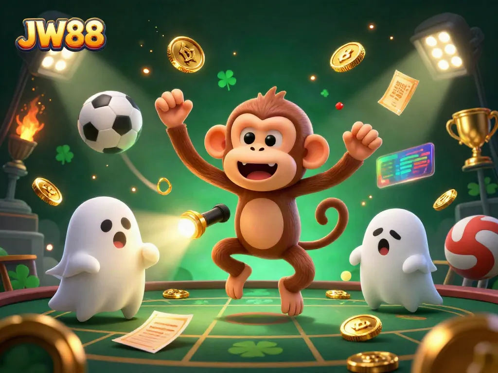 Experience the thrilling chase in JW88's haunted casino with ghostly elements and gold treasures.