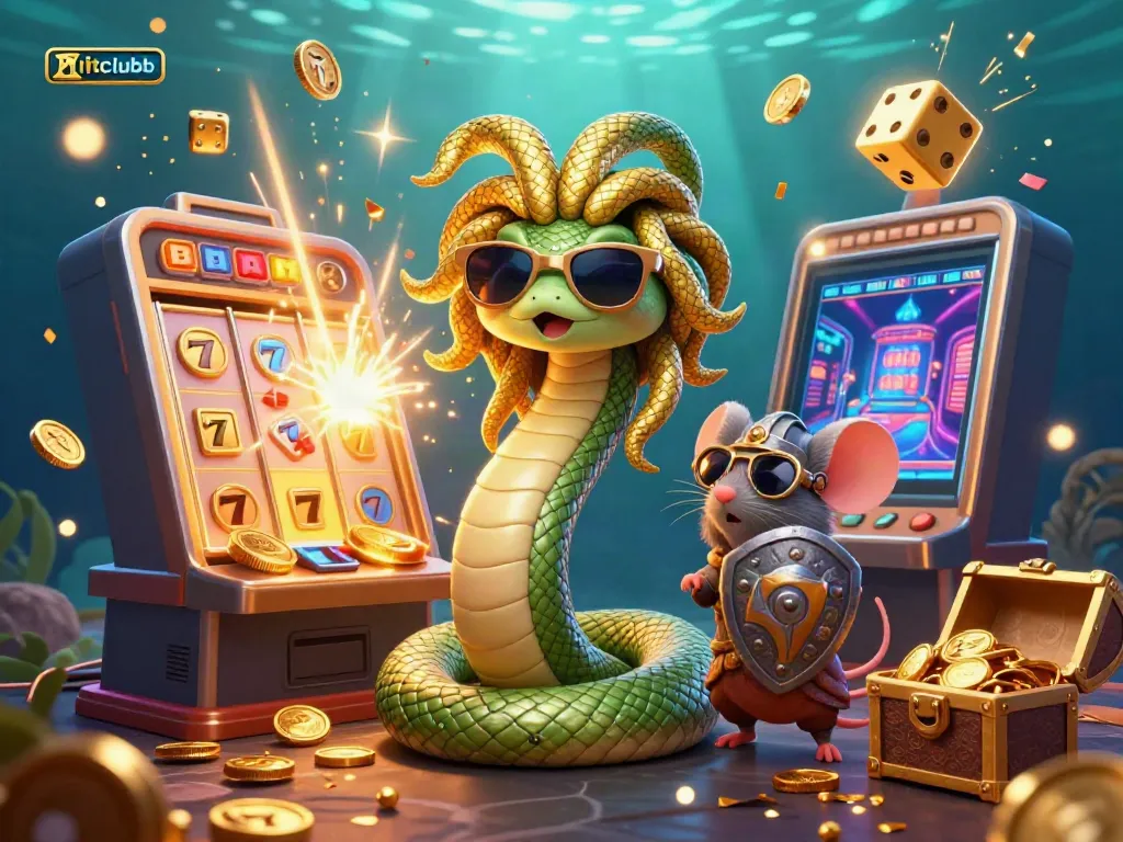 Experience thrilling wins with hitclubb's vibrant and dynamic 3D casino illustration showcasing lively characters and jackpot excitement.