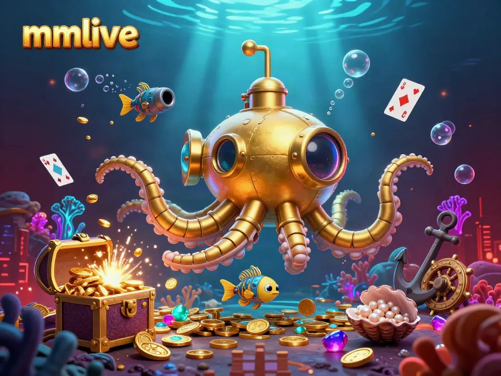 Experience mmlive's underwater casino adventure with vibrant characters and colorful treasures.