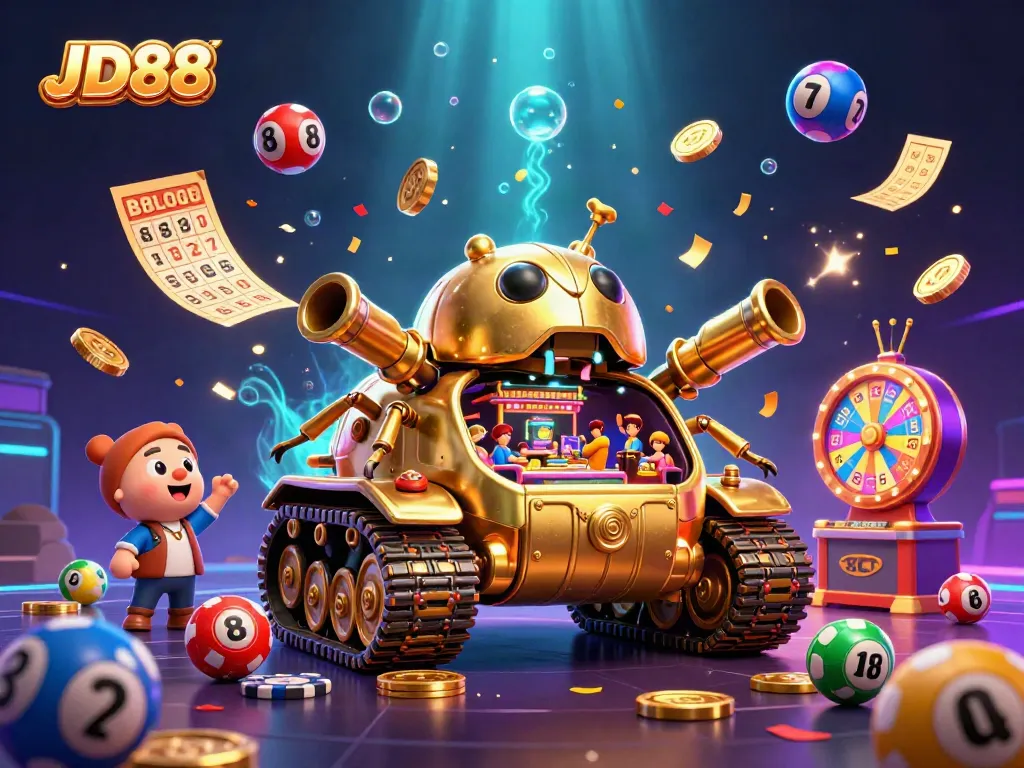 Engage with JD88's thrilling casino adventure featuring a golden beetle tank and mini games.