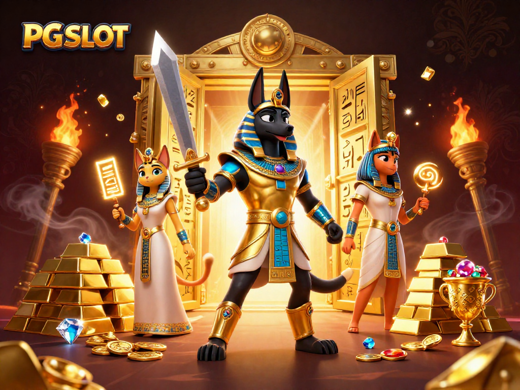 เล่น PG SLOT กับผู้พิทักษ์แห่งอียิปต์ ภาพประกอบสุดตระการตาเต็มไปด้วยสมบัติมากมาย