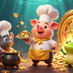 Engage with ga179 and enjoy thrilling cockfighting as our chef pig and crew serve golden coins in a vibrant casino environment.
