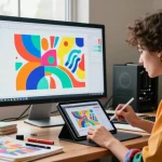 Creating unique AI-generated art in a vibrant studio with the ai slut theme
