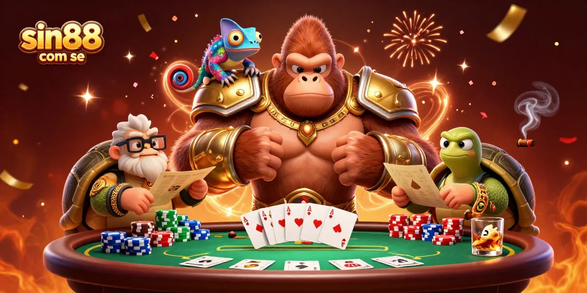 Engage with exciting casino gameplay at sin88 com se with vibrant poker scene featuring dynamic characters.