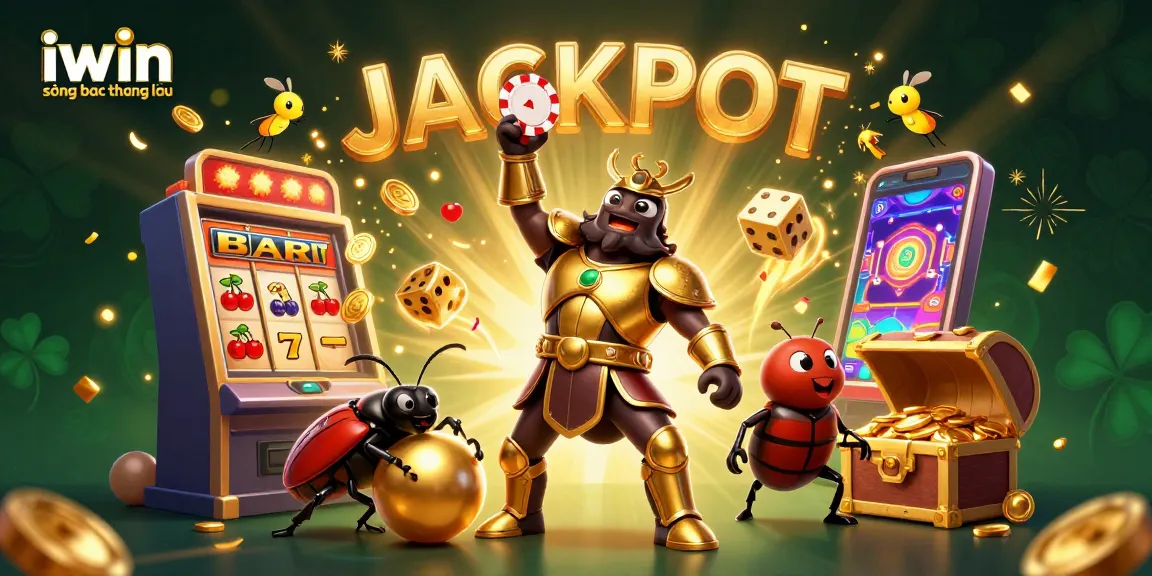 Experience iwin sòng bạc thượng lưu with a vibrant 3D cartoon scene of victory and jackpots in a casino.