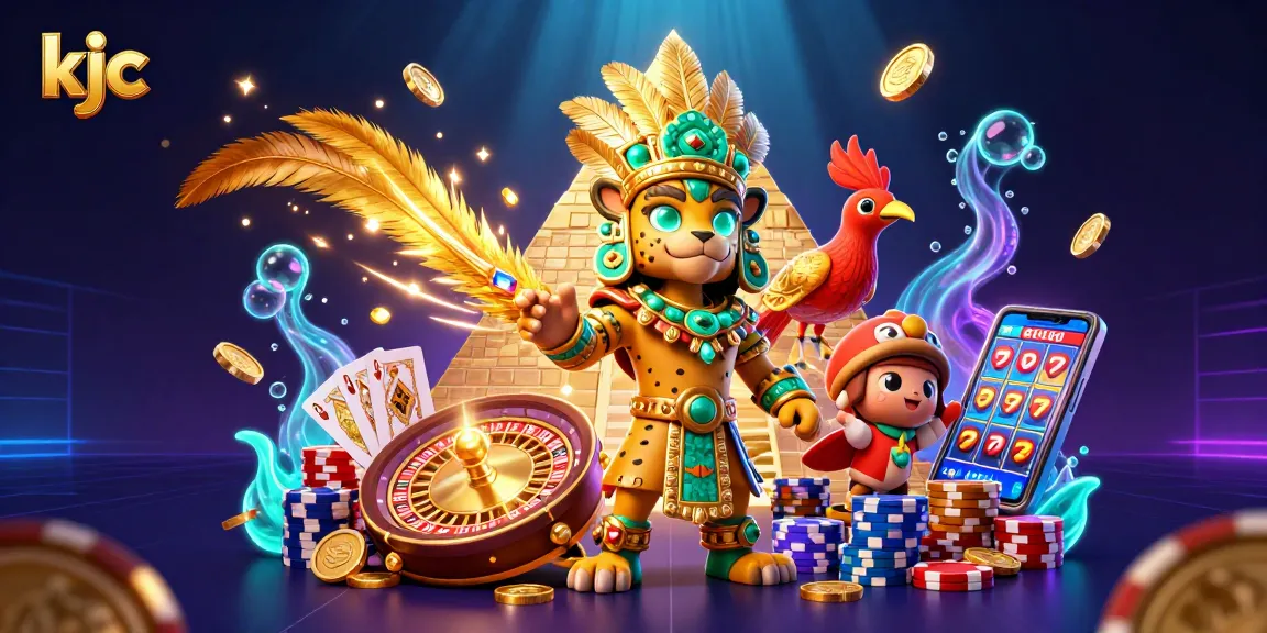 Experience thrilling gaming moments with KJC in this vibrant casino scene featuring dynamic elements.