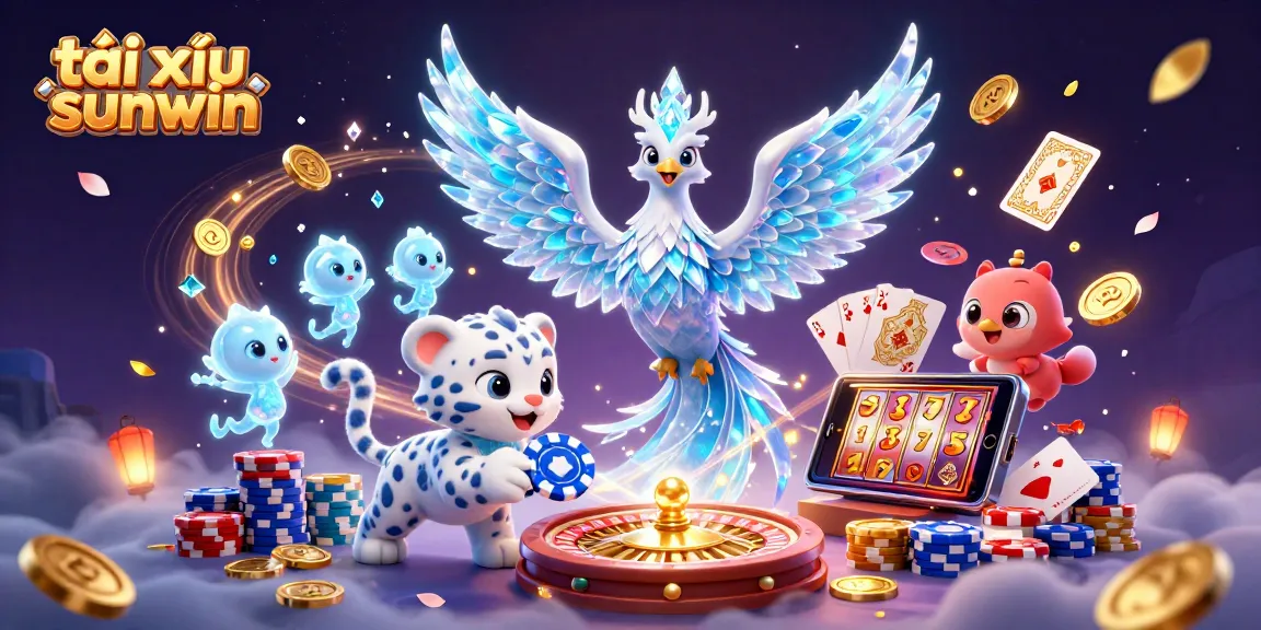 Spin and win at tài xỉu sunwin with a vivid 3D gaming scene featuring ice characters and magical elements.