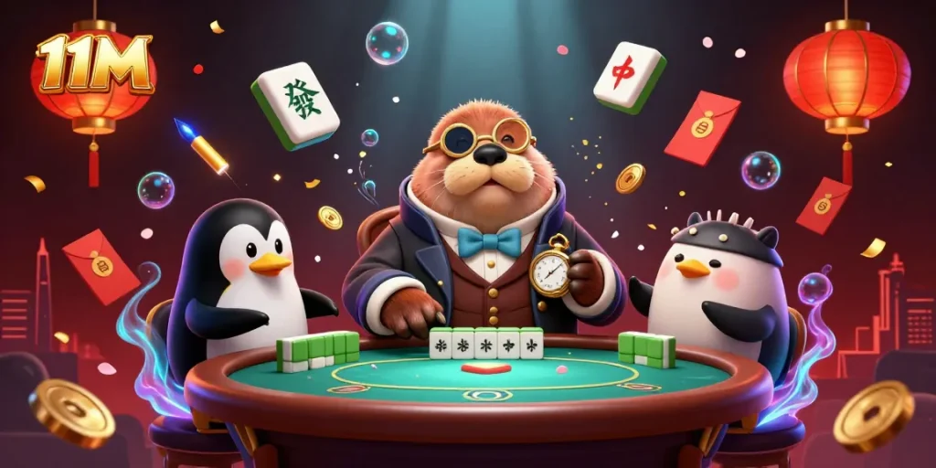 Engage in thrilling underwater poker action at 11M, where vibrant characters and elements create a dazzling atmosphere.